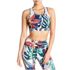 Patterned Mesh Back Sports Bra